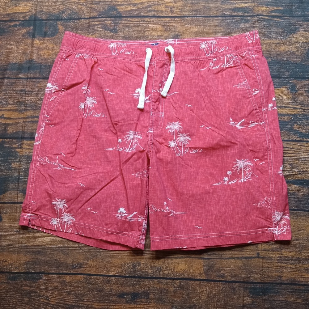 Johnnie-O Men's Board Shorts Trunks Lined Drawstring Size Medium Red
